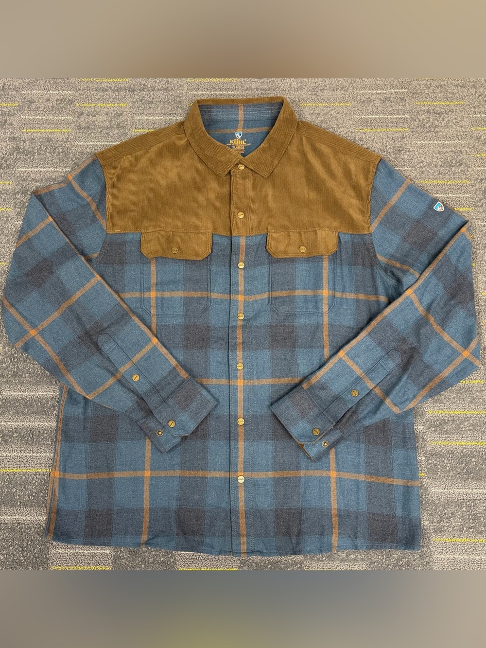 KUHL Inquisitor Long Sleeve Corduroy Shirt Men’s XL Flannel Plaid Outdoor Pocket